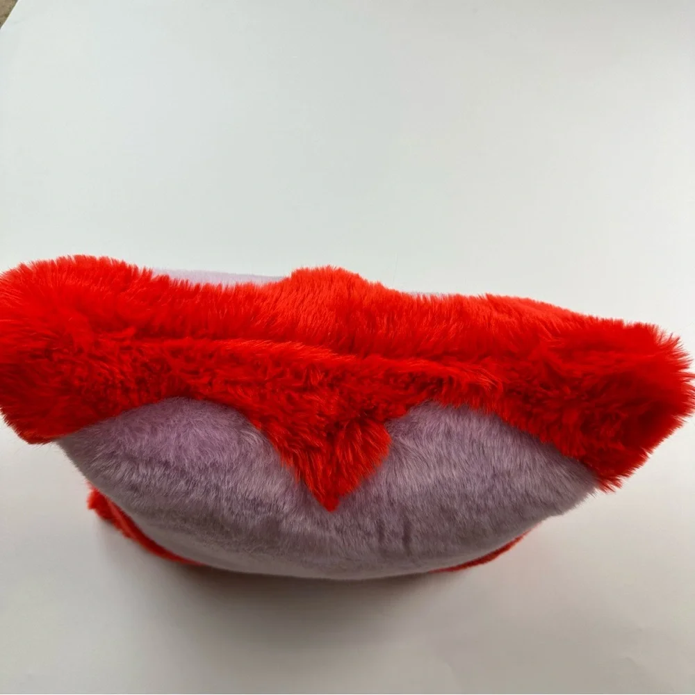 Anthropologie Faux Fur Heart Print Pillow Lilac Red 16 x 16 inches Throw Pillow